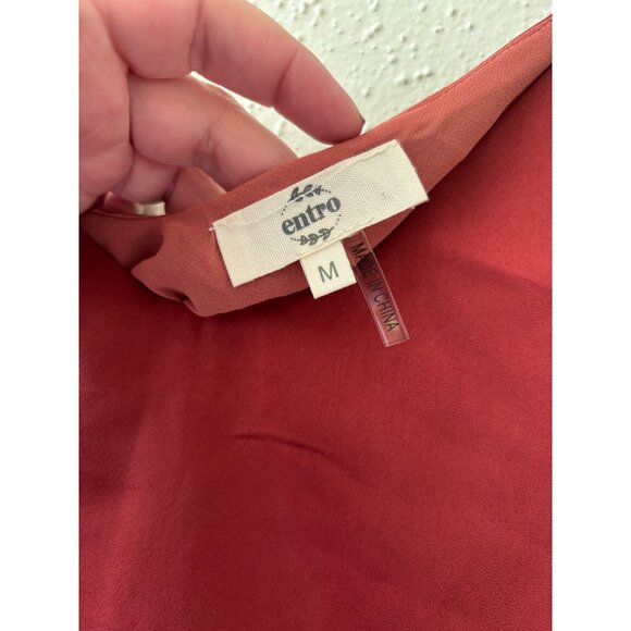 Entro Womens Rust Feathered Trimmed Spaghetti Strap Tank Top  Size M - Picture 5 of 8